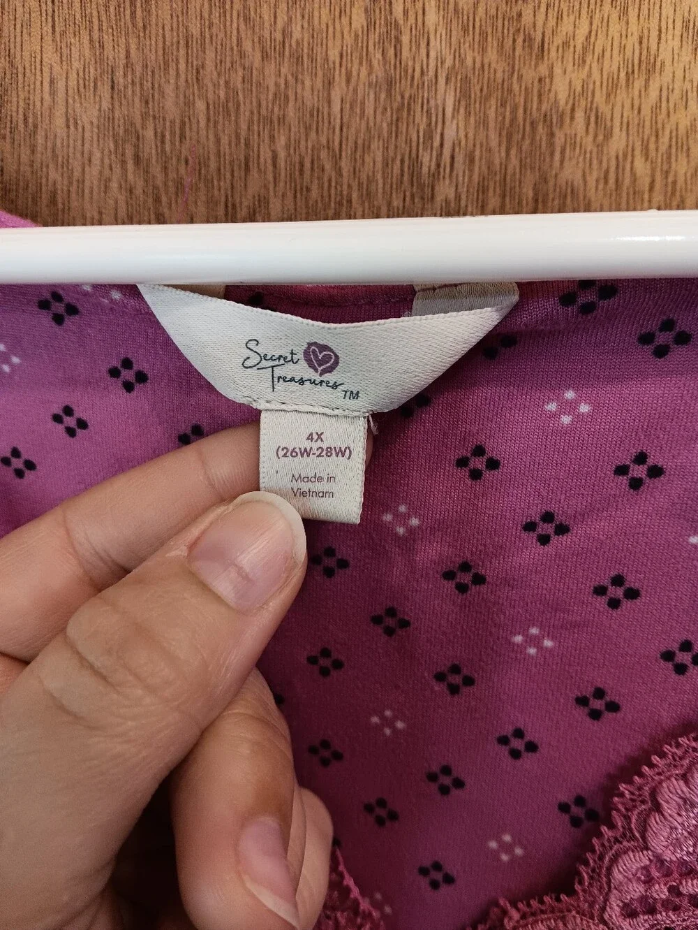Secret Treasures Pink Lace-Trim Nightgown with Tiny Dot Motif